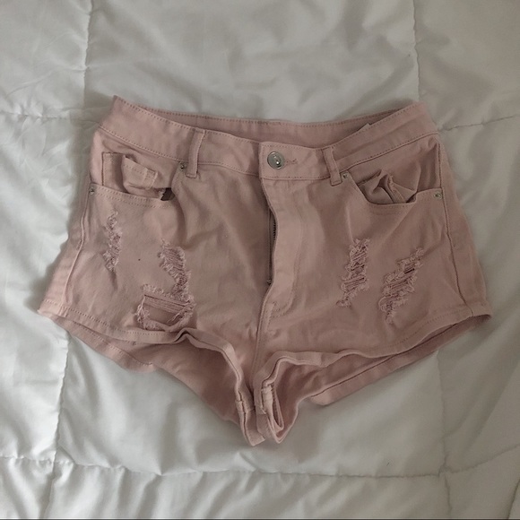 H&M pink denim shorts size:8 - Picture 1 of 3